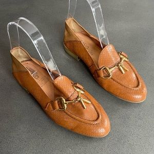 CAPA de Ozono leather gold horsebit tan loafers